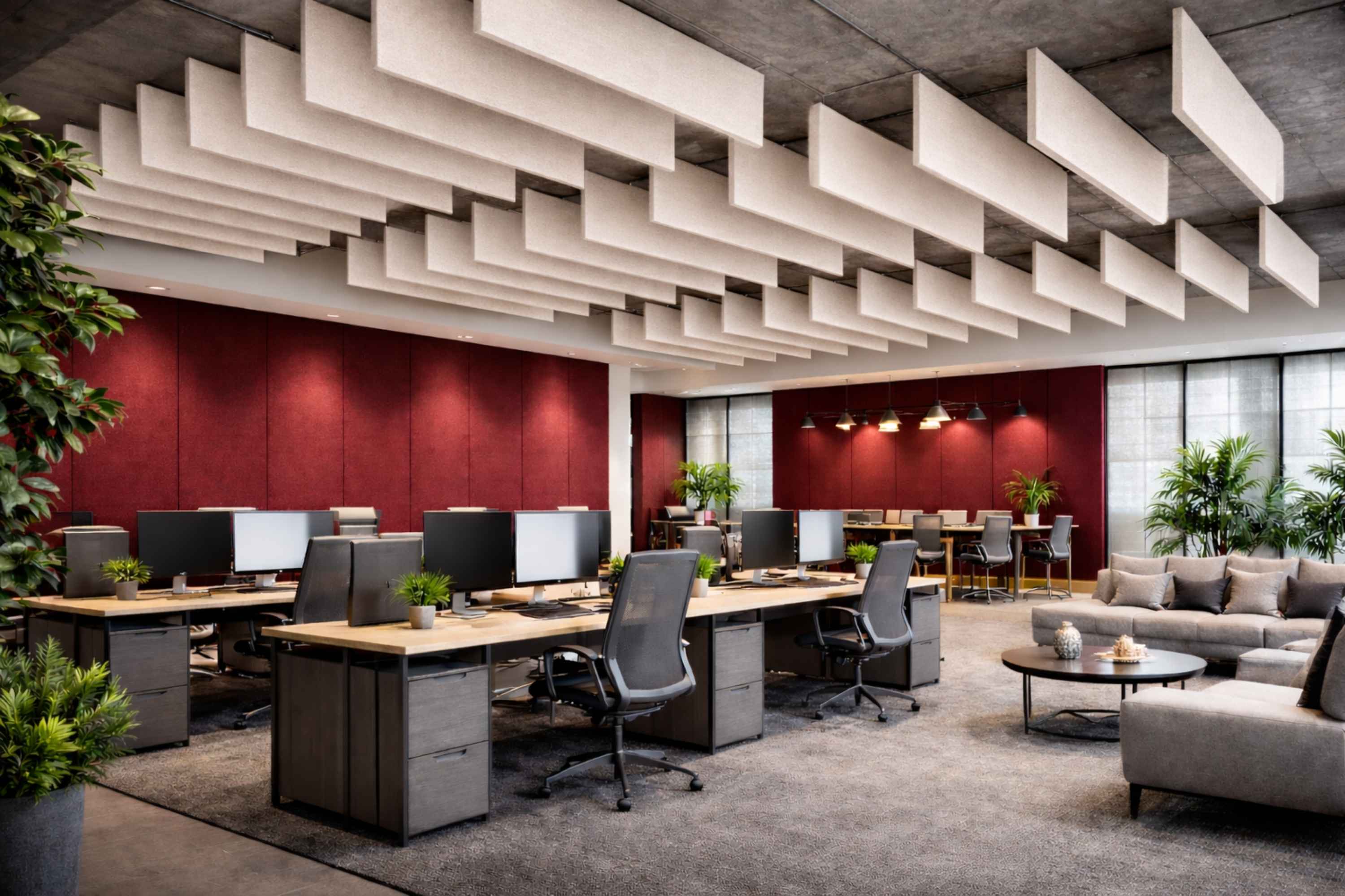 Acoustic treatment for open office spaces